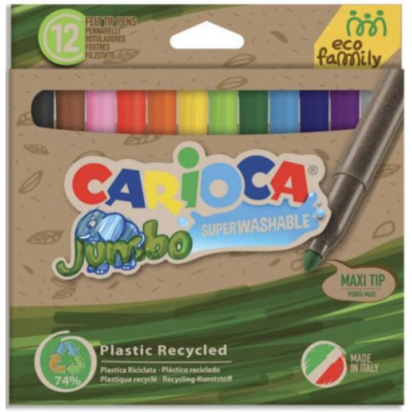 ΜΑΡΚΑΔΟΡΟΙ ΖΩΓΡΑΦΙΚΗΣ ECO FAMILY CARIOCA JUMBO ΧΟΝΤΡΟΙ  12ΤΕΜ. 43101