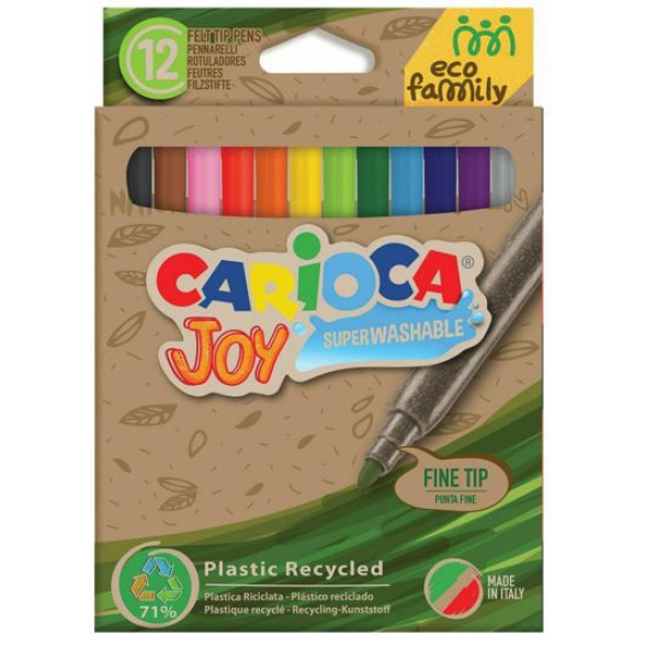 ΜΑΡΚΑΔΟΡΟΙ ΖΩΓΡΑΦΙΚΗΣ JOY ECO FAMILY ΛΕΠΤΟΊ  CARIOCA  12 ΧΡΏΜ.  ΠΛΕΝΟΜΕΝΟΙ