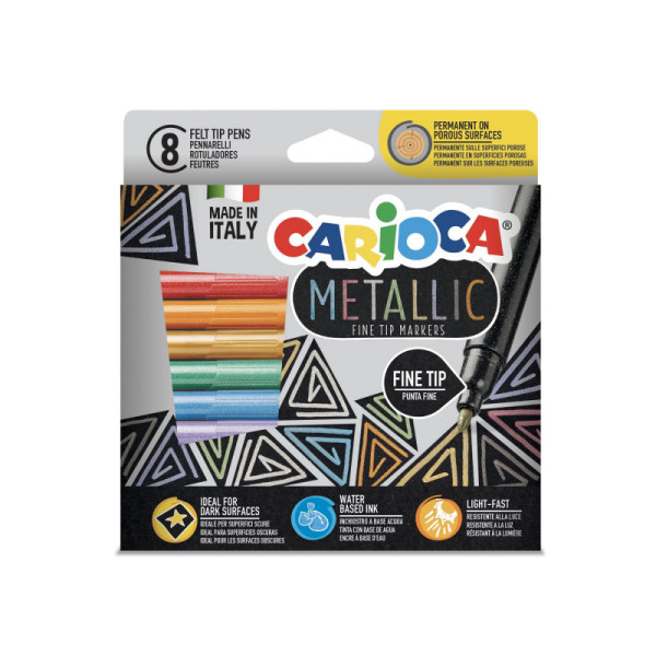 ΜΑΡΚΑΔΟΡΟΙ ΖΩΓΡΑΦΙΚΗΣ ΜΕΤΑΛΛΙΚΟΙ FINE TIP CARIOCA  8 ΧΡΩΜΑΤΑ 43162