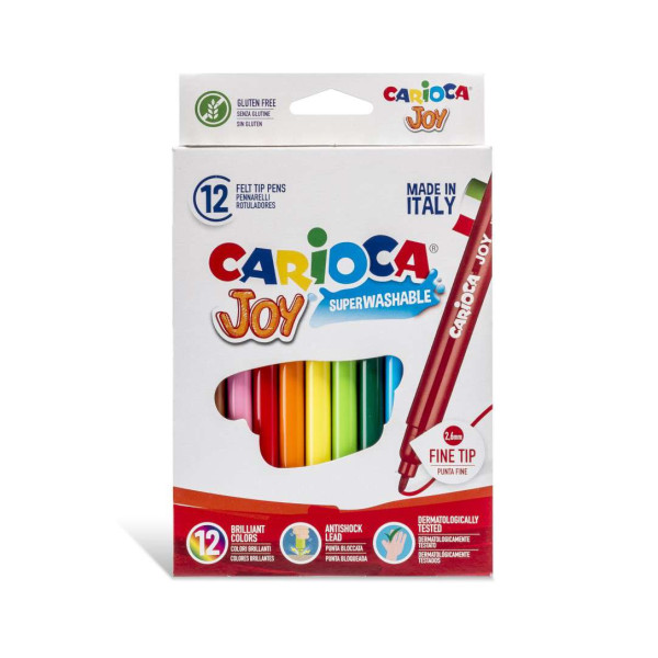 ΜΑΡΚΑΔΟΡΟΣ ΖΩΓΡΑΦΙΚΗΣ CARIOCA JOY 12ΧΡΩΜ. SUPER WASHABLE ΛΕΠΤΗ ΜΥΤΗ  2,6MM