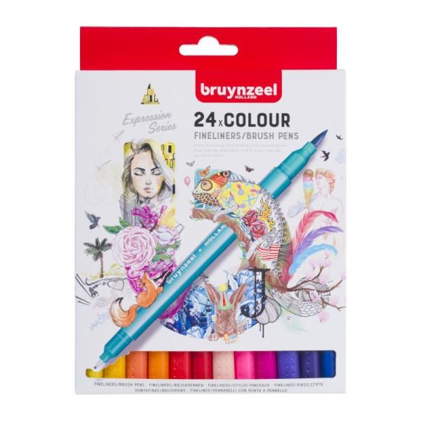 ΣΕΤ ΜΑΡΚΑΔΟΡΟΙ 24 ΤΕΜ ΜΕ ΔΙΠΛΗ ΜΥΤΗ FINELINER & BRUSH PENS BRUYNZEEL