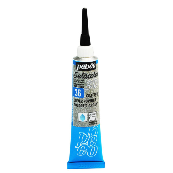 ΠΕΡΙΓΡΑΜΜΑΤΑ ΥΦΑΣΜΑΤΟΣ Silver powder GLITTER EFFECT 20ml SETACOLOR 3D