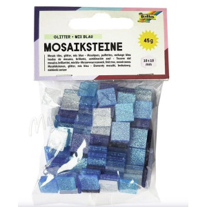 ΨΗΦΙΔΕΣ  ΜΩΣΑΪΚΑ ΠΛΑΚΑΚΙΑ GLITTER MIX, 45G, 10X10MM, 190 ΤΕΜΑΧΙΑ, ΜΠΛΕ