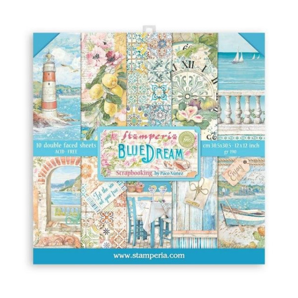 ΜΠΛΟΚ SCRAPBOOKING STAMPERIA 30,5Χ30,5CM 10Φ DOUBLE FACE - BLUE DREAM