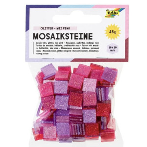 ΨΗΦΙΔΕΣ ΜΩΣΑΪΚΑ ΠΛΑΚΑΚΙΑ GLITTER MIX, 45G, 10X10MM, 190 ΤΕΜΑΧΙΑ, ΡΟΖ