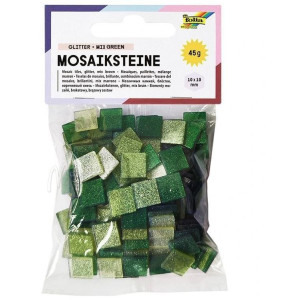 ΨΗΦΙΔΕΣ ΜΩΣΑΪΚΑ ΠΛΑΚΑΚΙΑ GLITTER MIX, 45G, 10X10MM, 190 ΤΕΜΑΧΙΑ, ΠΡΑΣΙΝΟ