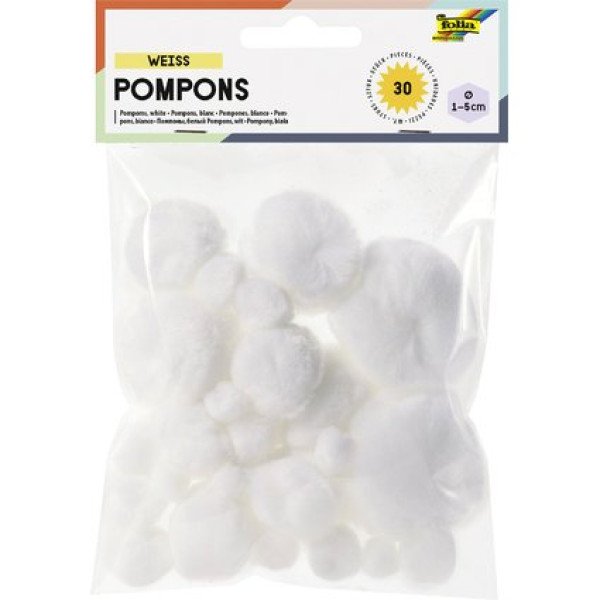 ΠΟΜ ΠΟΜ ΛΕΥΚΑ ΣΕ 5 ΜΕΓΕΘΗ Ø 1-5 cm 30 ΤΕΜΑΧΙΑ