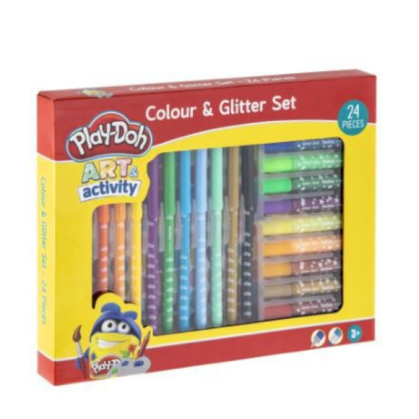 ΣΕΤ ΖΩΓΡΑΦΙΚΗΣ ΜΕ ΜΑΡΚΑΔΟΡΟΥΣ & GLITTER 24 ΤΕΜ PLAY-DOH