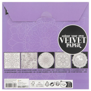 COLOURING PAPER VELVET 18X18CM 5ΦΥΛΛΑ 2 ΣΧΕΔΙΑ