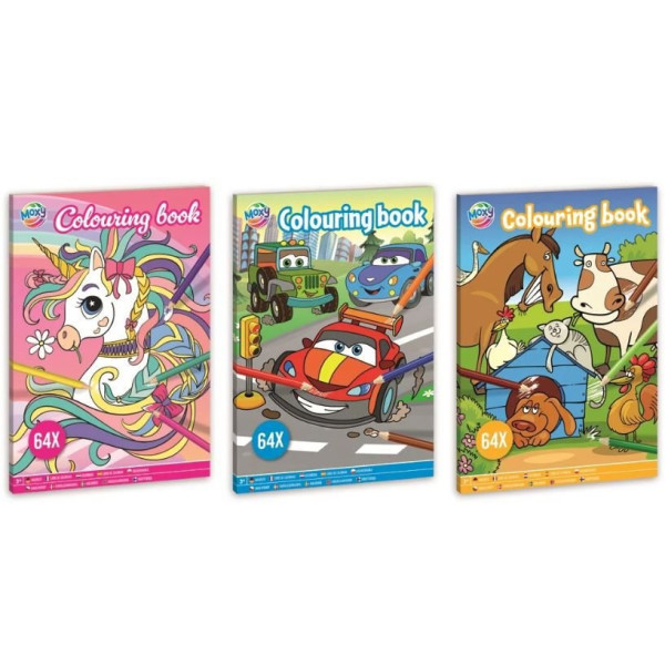 COLOURING BOOK A4, 64 ΣΕΛΙΔΕΣ, 3 ΣΧΕΔΙΑ