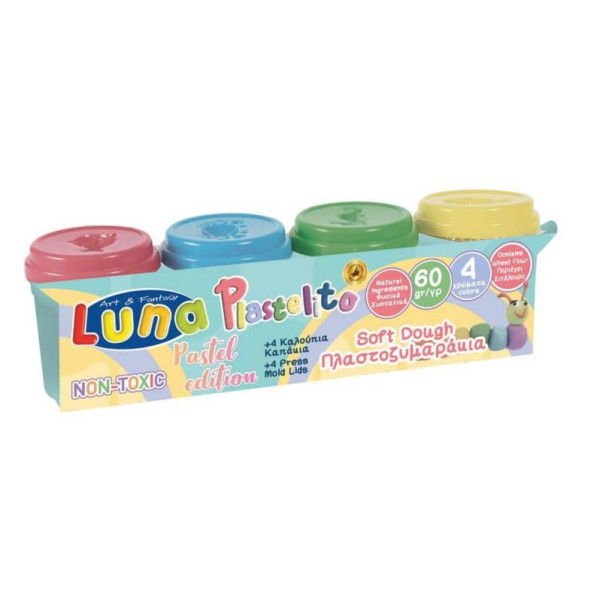 ΠΛΑΣΤΟΖΥΜΑΡΑΚΙ PASTEL 4 ΧΡΩΜΑΤΑ x 60g LUNA