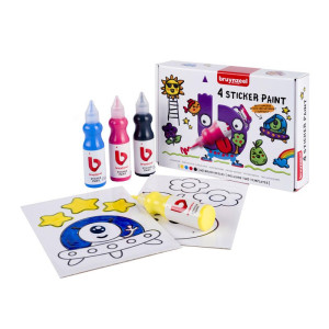 ΣΕΤ ΖΩΓΡΑΦΙΚΗΣ STICKERPAINT BRUYNZEEL ΜΕ ΧΡΩΜΑΤΑ (4X50ml) & 2 ΠΑΤΡΟΝ