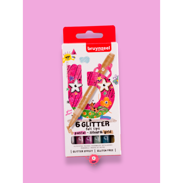 ΣΕΤ ΜΑΡΚΑΔΟΡΟΙ PASTEL GLITTER 6 ΤΕΜ BRUYNZEEL KIDS