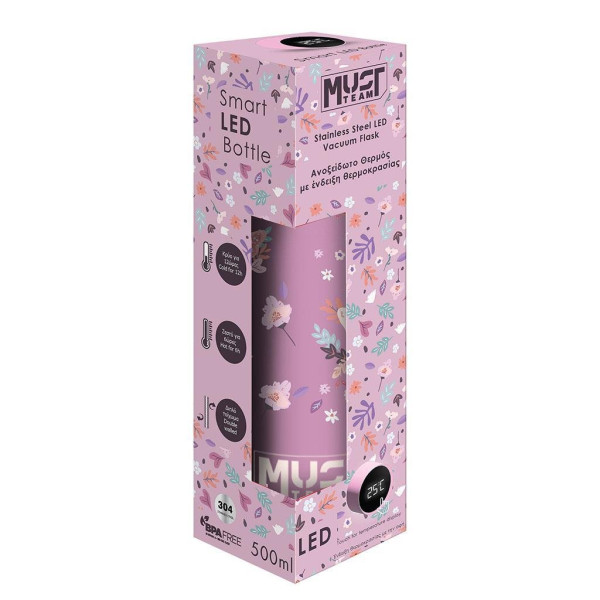 ΘΕΡΜΟΣ ΑΝΟΞΕΙΔΩΤΟ "ΠΕΤΑΛΟΥΔΕΣ" 500ml ΜΕ LED ΕΝΔΕΙΞΗ ΘΕΡΜΟΚΡΑΣΙΑΣ