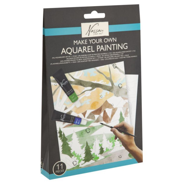 ΣΕΤ ΖΩΓΡΑΦΙΚΗΣ ΑΚΡΥΛΙΚA- ΑΚΟΥΑΡΕΛΑ, 11 ΤΜΧ, 4 ΣΧΕΔΙΑ 3 ΦΥΛΛΑ, 6  ΧΡΩΜΑΤΟΣ, 2 ΠΙΝΕΛΑ, ΟΔΗΓΟΣ ΑΝΑΜΕΙΞΗΣ