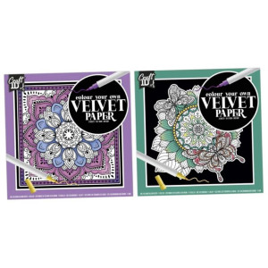 COLOURING PAPER VELVET 18X18CM 5ΦΥΛΛΑ 2 ΣΧΕΔΙΑ
