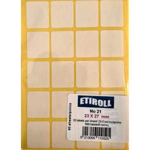 ΕΤΙΚΕΤΕΣ ΛΕΥΚΕΣ Νο21 23Χ27ΜΜ (24 ΣΤΟ ΦΥΛΛΟ) -( ΣΑΚΟΥΛΑΚΙ ΜΕ 40 ΦΥΛΛΑ)