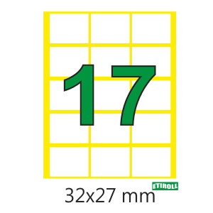 ΕΤΙΚΕΤΕΣ ΛΕΥΚΕΣ Νο17 32Χ27ΜΜ (15 ΣΤΟ ΦΥΛΛΟ) -( ΣΑΚΟΥΛΑΚΙ ΜΕ 40 ΦΥΛΛΑ)