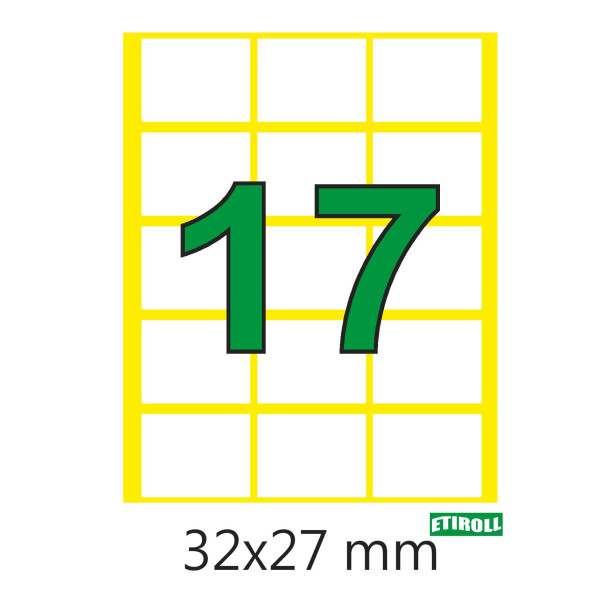 ΕΤΙΚΕΤΕΣ ΛΕΥΚΕΣ Νο17 32Χ27ΜΜ (15 ΣΤΟ ΦΥΛΛΟ) -( ΣΑΚΟΥΛΑΚΙ ΜΕ 40 ΦΥΛΛΑ)