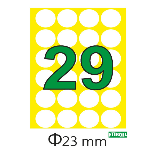 ΕΤΙΚΕΤΕΣ ΛΕΥΚΕΣ ΣΤΡΟΓΓΥΛΕΣ Νο29 (Φ23MM) 40ΦΥΛΛA ΜΕ 24ΕΤΙΚΕΤΕΣ
