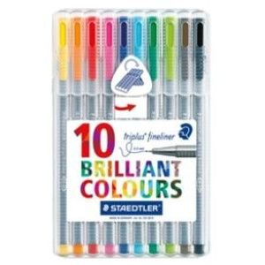 ΣΕΤ ΜΑΡΚΑΔΟΡΟΙ ΤΡΙΓΩΝΟΙ TRIPLUS FINELINER STAEDTLER 334 SB10 10ΤΕΜ