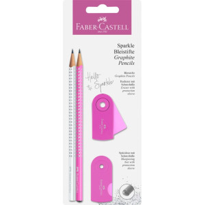 ΜΟΛΥΒΙ SPARKLE FABER CASTELL 218477 ΛΕΥΚΟ/ΡΟΖ  ΓΟΜΟΛΑΣΤΙΧΑ MINI SLEEVE ΚΑΙ ΞΥΣΤΡΑ