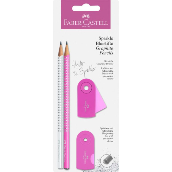 ΜΟΛΥΒΙ SPARKLE FABER CASTELL 218477 ΛΕΥΚΟ/ΡΟΖ  ΓΟΜΟΛΑΣΤΙΧΑ MINI SLEEVE ΚΑΙ ΞΥΣΤΡΑ