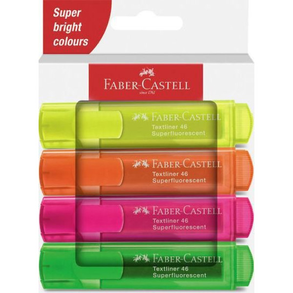 ΜΑΡΚΑΔΟΡΟΙ ΥΠΟΓΡΑΜΜΙΣΗΣ FABER CASTELL ΣΕΤ 254644  4ΤΕΜ FLUO