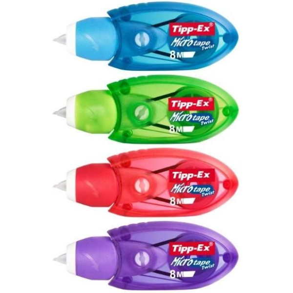 ΔΙΟΡΘΩΤΙΚΗ ΤΑΙΝΙΑ TIPPEX 5MMX8M TWIST ΜΠΛΕ ΠΡΑΣΙΝΟ ΜΩΒ  ΡΟΖ