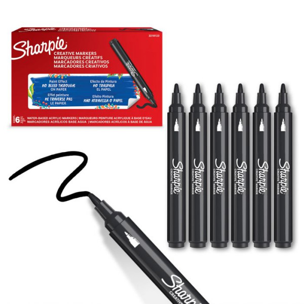 ΜΑΡΚΑΔΟΡΟΣ ΑΚΡΥΛΙΚΟΣ ΜΑΥΡΟΣ SHARPIE  6P
