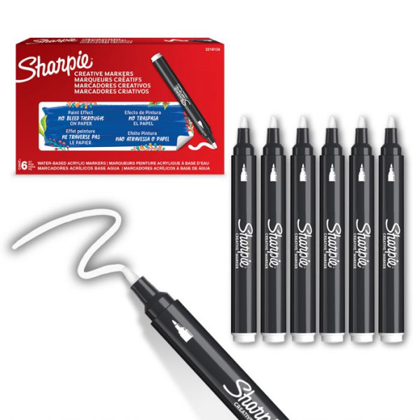 ΜΑΡΚΑΔΟΡΟΣ ΑΚΡΥΛΙΚΟΣ ΛΕΥΚΟΣ  SHARPIE  6P