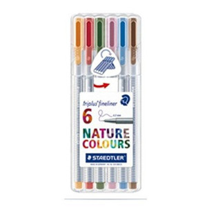 ΜΑΡΚΑΔΟΡΟΙ ΤΡΙΓΩΝΟΙ ΣΕΤ 6ΤΕΜ NATURE COLOR TRIPLUS FINELINER STAEDTLER 334 SB6CS2