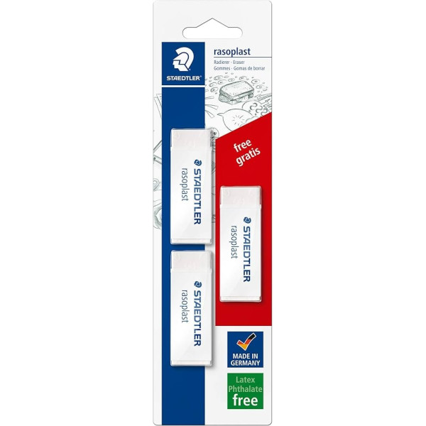 ΓΟΜΟΛΑΣΤΙΧΑ ΛΕΥΚΗ ΣΕ BLISTER 2 & 1 ΔΩΡΟ STAEDTLER