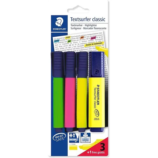 ΣΕΤ ΥΠΟΓΡΑΜΜΙΣΤΕΣ 4 ΧΡΩΜΑΤΑ ΣΕ BLISTER STAEDTLER