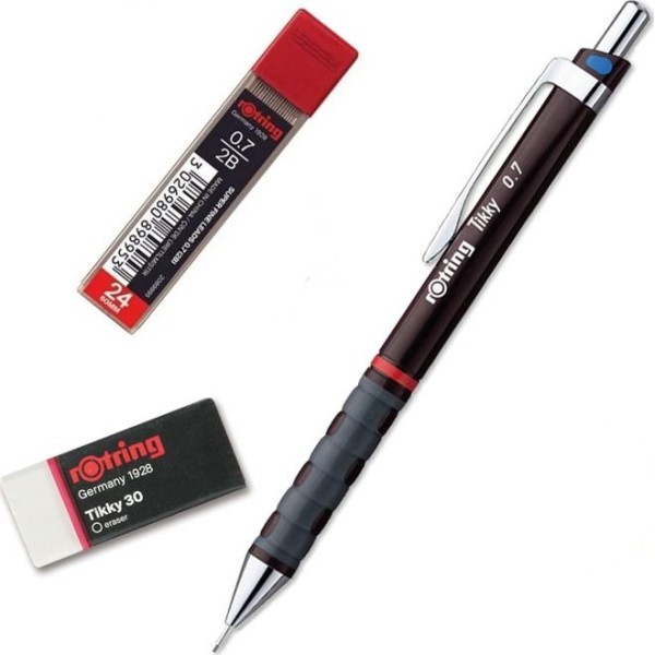 ΜΟΛΥΒΙ ΜΗΧΑΝΙΚΟ ROTRING TIKKY 0.7 BURGUNDY ΔΩΡΟ ΜΥΤΕΣ ΚΑΙ ΓΟΜΑ