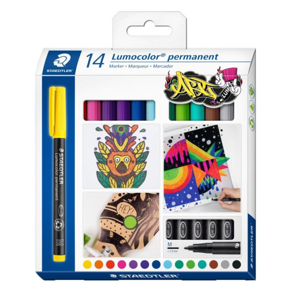 ΣΕΤ ΜΑΡΚΑΔΟΡΟΙ ΑΝΕΞΙΤΗΛΟΙ Μ LUMOCOLOR STAEDTLER 14 ΧΡΩΜΑΤΑ