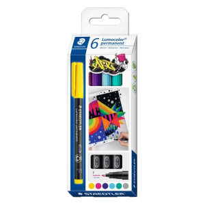 ΣΕΤ ΜΑΡΚΑΔΟΡΟΙ ΑΝΕΞΙΤΗΛΟΙ F 0,6ΜΜ LUMOCOLOR STAEDTLER 6 ΧΡΩΜΑΤΑ