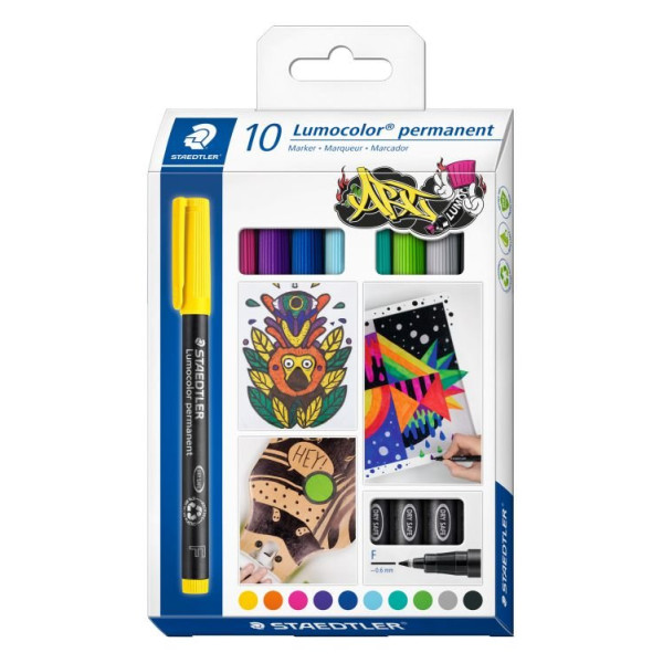 ΣΕΤ ΜΑΡΚΑΔΟΡΟΙ F ΑΝΕΞΙΤΗΛΟΙ LUMOCOLOR STAEDTLER 10 ΧΡΩΜΑΤΑ