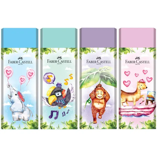 ΓΟΜΑ HAPPY JUNGLE ΣΕ 4 ΠΑΣΤΕΛ ΧΡΩΜΑΤΑ FABER CASTELL