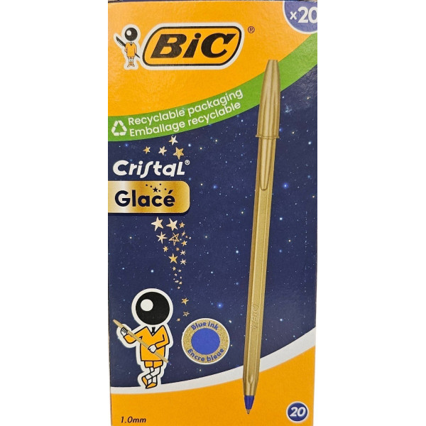 ΣΤΥΛΟ BIC CRISTAL GLACE ΧΡΥΣΟ MAT 1,0mm ΜΠΛΕ ΜΕΛΑΝΙ