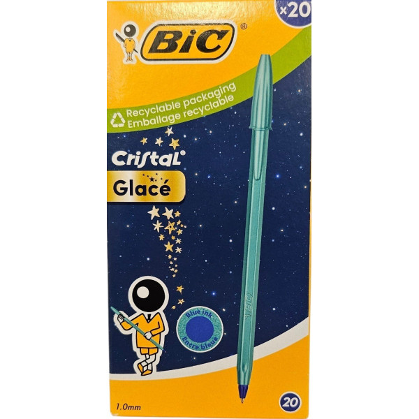 ΣΤΥΛΟ BIC CRISTAL GLACE ΜΠΛΕ 1,0mm ΜΠΛΕ ΜΕΛΑΝΙ