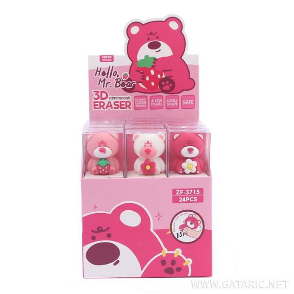 ΓΟΜΟΛΑΣΤΙΧΑ ΡΟΖ ΑΡΚΟΥΔΑΚΙΑ 3D "PINK BEAR"