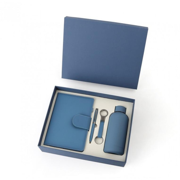 ΣΕΤ ΣΤΥΛΟ ΔΩΡΟΥ ΜΑΤ ΣΕ ΘΗΚΗ ΜΠΛΕ  ΜΕ ΣΗΜΕΙΩΜΑΤΑΡΙΟ ΜΠΡΕΛΟΚ ΘΕΡΜΟ 350ML