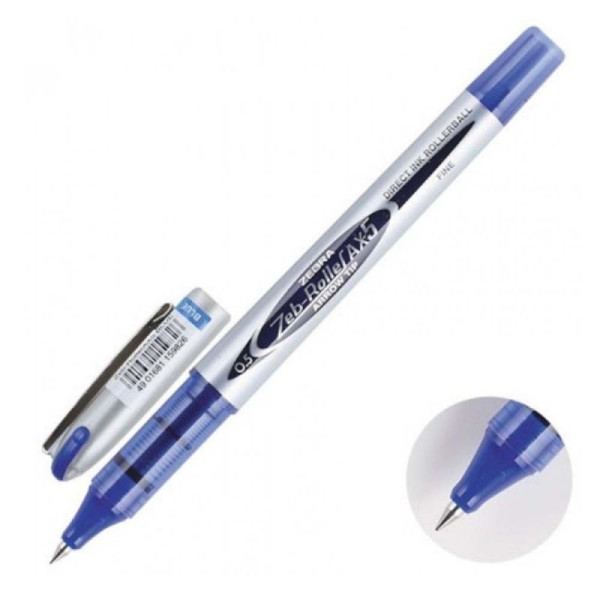 ΣΤΥΛΟ ZEBRA ZEBROLLER AX-5 SILVER 0.5MM BLUE ZB-15982Z