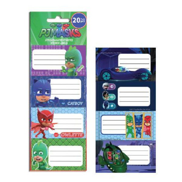 ΕΤΙΚΕΤΕΣ ΑΥΤΟΚΟΛΛΗΤΕΣ PJ MASKS 5ΣΧΕΔΙΑ