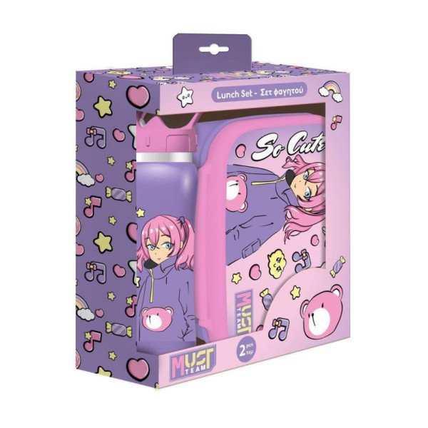 Σετ Φαγητού Must Team So Cute Φαγητοδοχείο 800ml-Παγούρι Ανοξείδωτο 500ml