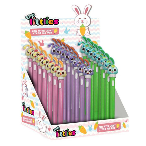 ΣΤΥΛΟ ΛΑΓΟΥΔΑΚΙ SPIN ΜΕ ΦΩΣ LED THE LITTLIES 3 ΣΧΕΔΙΑ