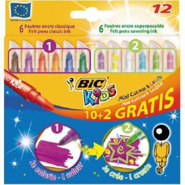 ΜΑΡΚΑΔΟΡΟΙ ΖΩΓΡΑΦΙΚΗΣ MINI KIDS COLOUR & CREATE 12TEM ΜΠΙΚ