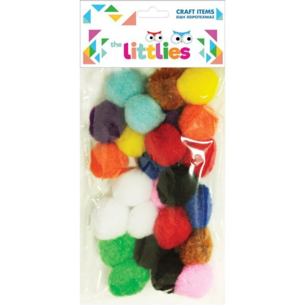 ΠΟΜ ΠΟΜ 25mm ΔΙΑΦΟΡΑ ΧΡΩΜΑΤΑ 25ΤΕΜ LITTLIES