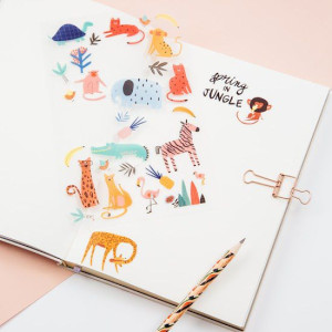 ΑΥΤΟΚΟΛΛΗΤΑ MESHU "SPRING IN JUNGLE", 10x21cm, 31 stickers